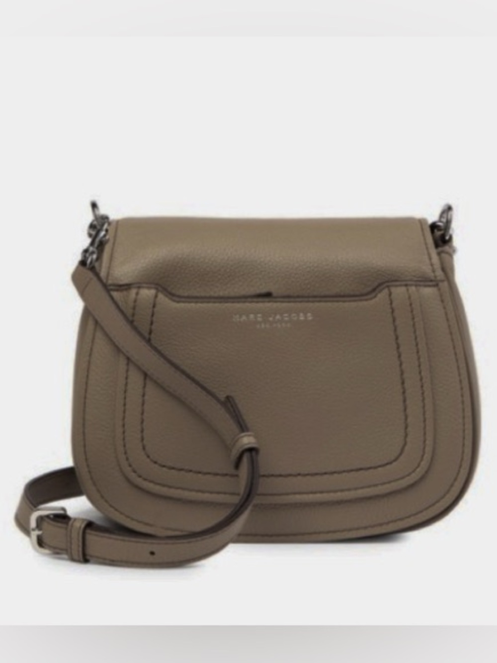 Marc Jacob’s Empire City Peebled Leather Mini Messenger Bag in Taupe